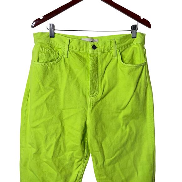 New Mara Hoffman Georgina neon lime green high rise straight leg jeans sz 10 - Picture 10 of 10